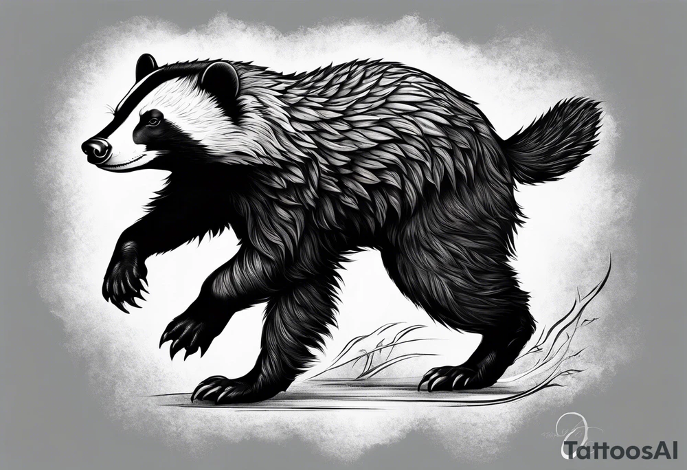 honey badger standing up on back legs tattoo idea