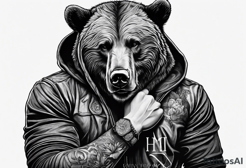 a man with a bear's head instead of a hood and a beard tattoo idea a man with a bear's head instead of a hood and a beard tattoo idea