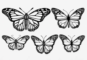 realistic monarch butterfly simple black outline landed on the ground with wings slightly closed tattoo idea