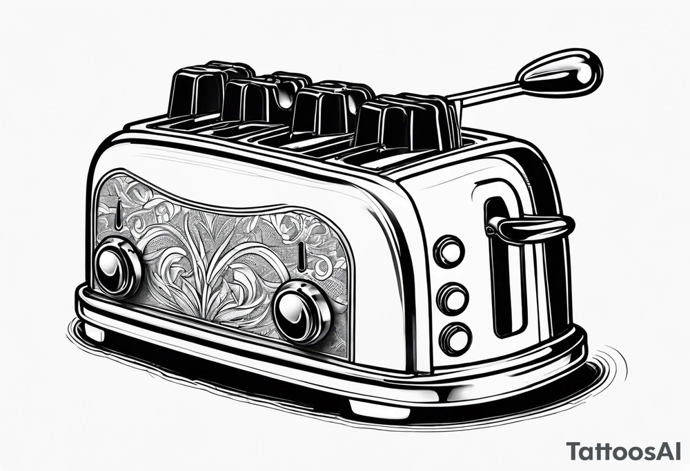 a toaster holding a gun tattoo idea