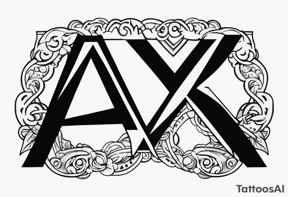 the letters A R in the middle of a ninja headband tattoo idea