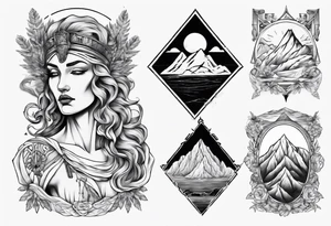 Roman goddess with mountains tattoo idea