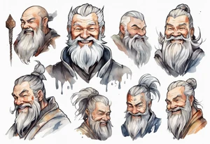 a large Norse man with a grey beard, smiling tattoo idea
