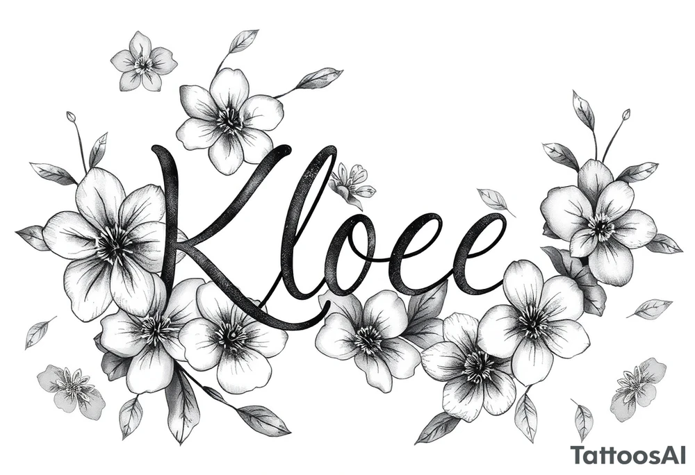 The name Kloee with flowers around it or in it tattoo idea
