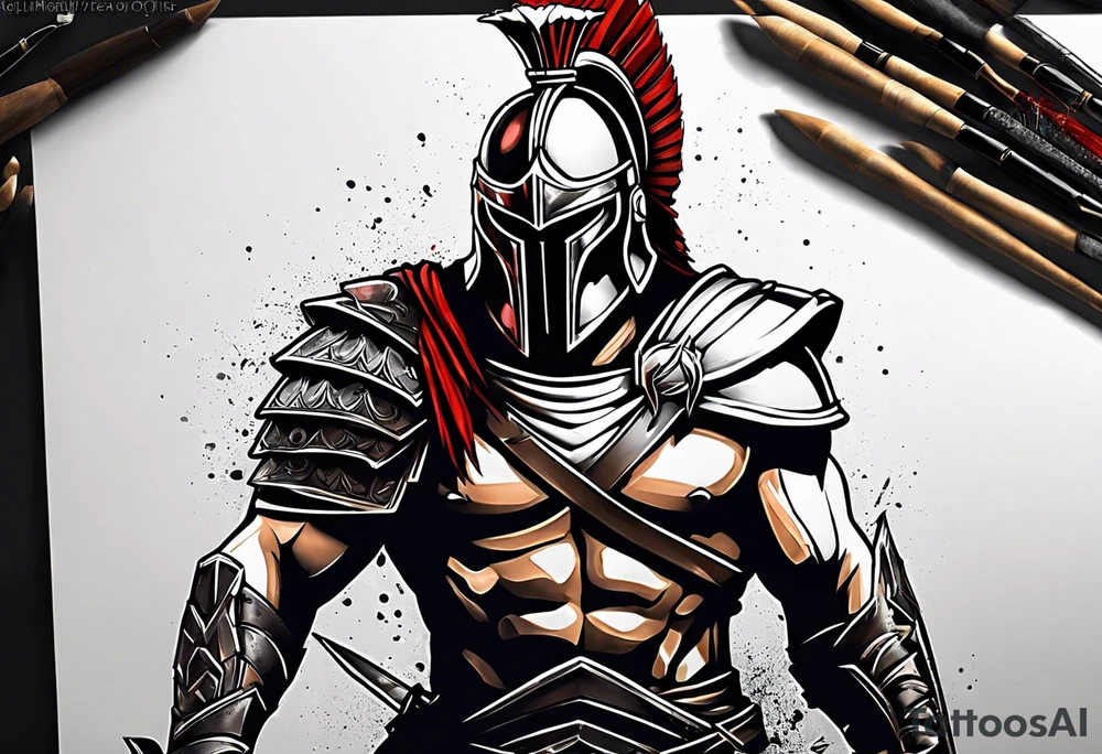 Spartan faceless warrior like the movie 300 tattoo idea
