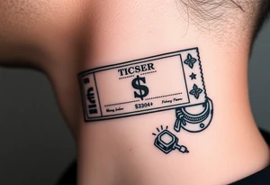 Ticket design with a getting money aura and a chosen money theme tattoo idea