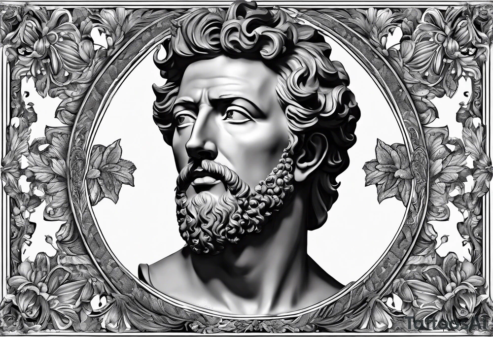 The Face of marcus aurelius with the lower left half missing tattoo idea