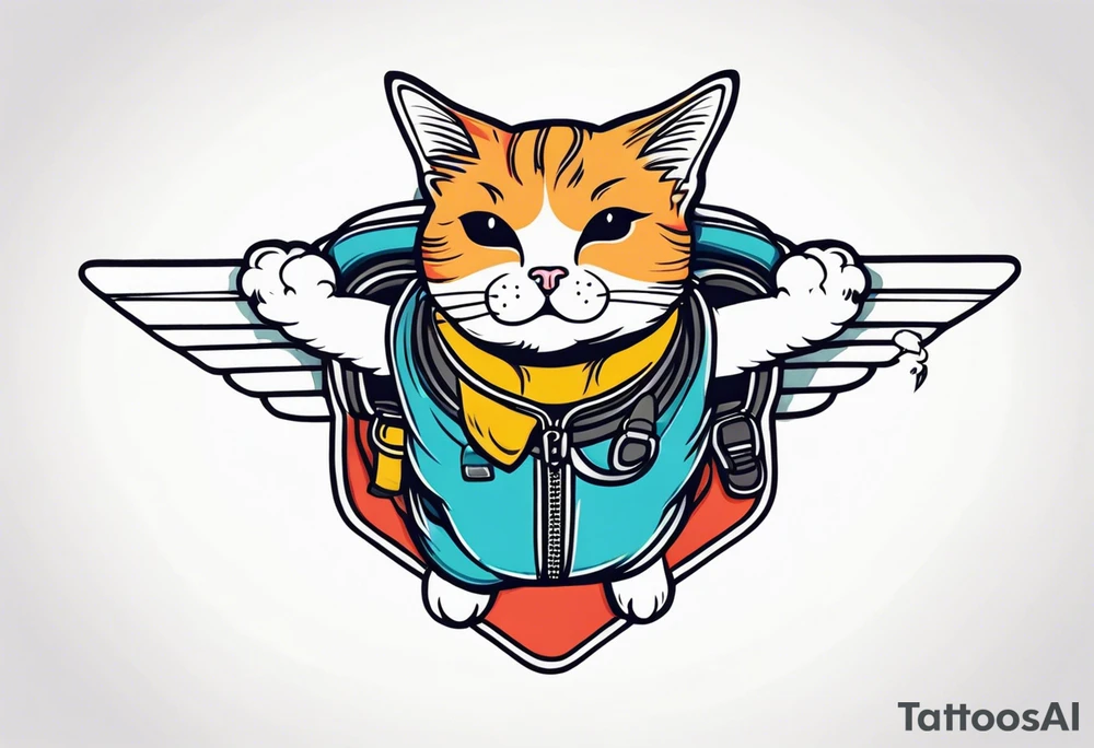 a cat going skydiving tattoo idea