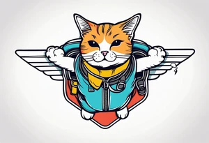 a cat going skydiving tattoo idea
