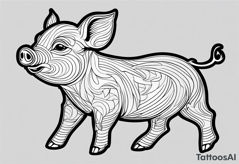 very cute happy piglet.
outline only.
black and white only.
only show the piglet. no extra lines or decoration.
no black shading.
dont make the ears too big.
draw only with very thin lines (1px)

should look like a tattoo that will only take 15 minutes to draw tattoo idea