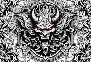 Demons in hell devil in background tattoo idea