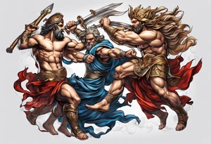 Backout tattoo of greek gods fighting tattoo idea