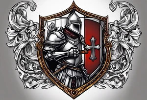 a knight holding the bible as a shield tattoo idea