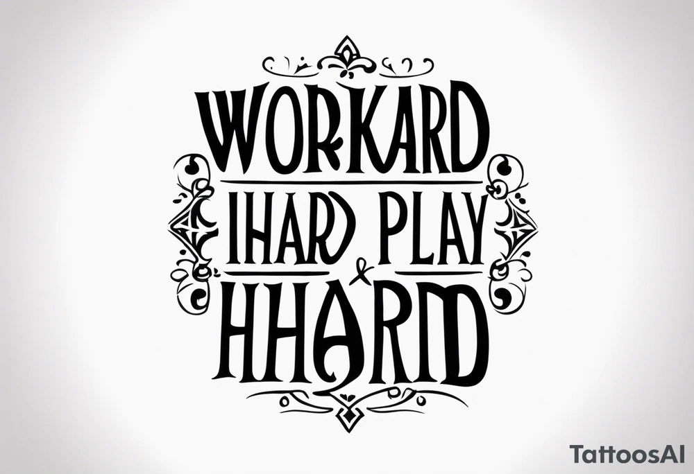 I want a tattoo containing the following two words "work hard" and "play hard". tattoo idea