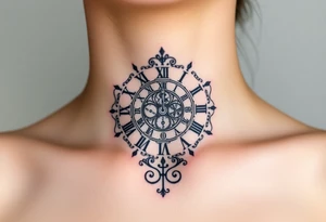 vintage roman numerals within ornate clockwork mechanism tattoo idea
