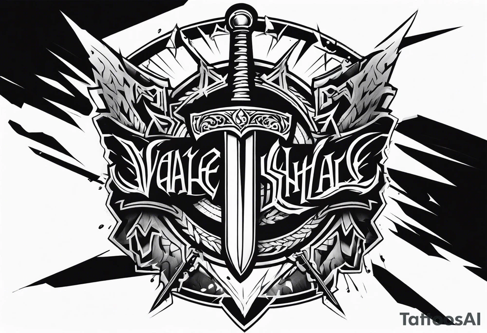 Valhalla sword shield lightning tattoo idea