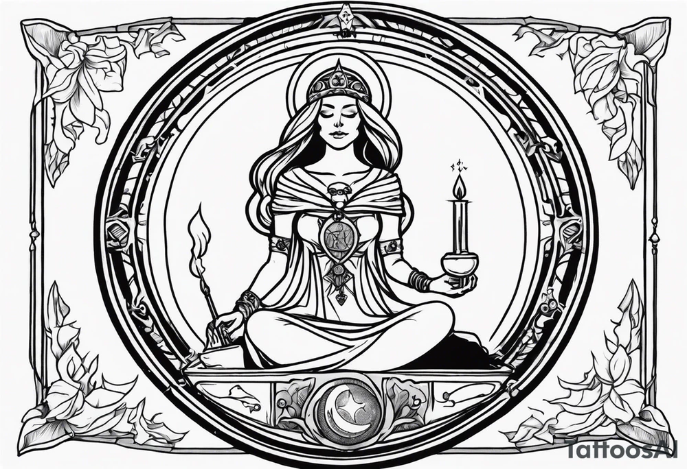 High priestess skeleton moon tarot card tattoo idea