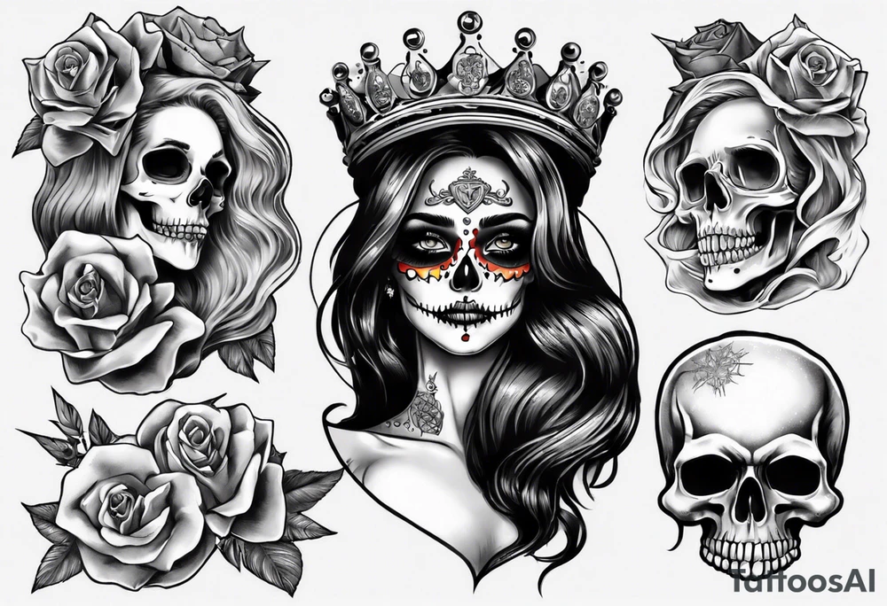 santa la muerta with money and crown tattoo idea