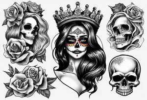 santa la muerta with money and crown tattoo idea