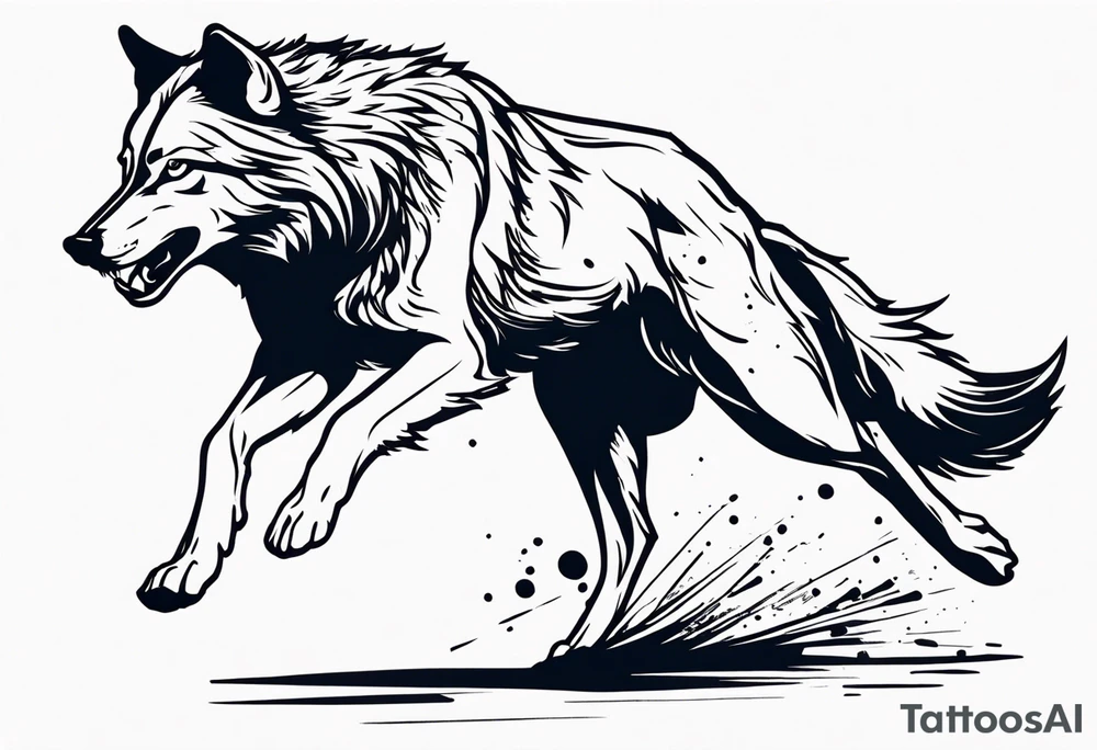Wolf running tattoo idea
