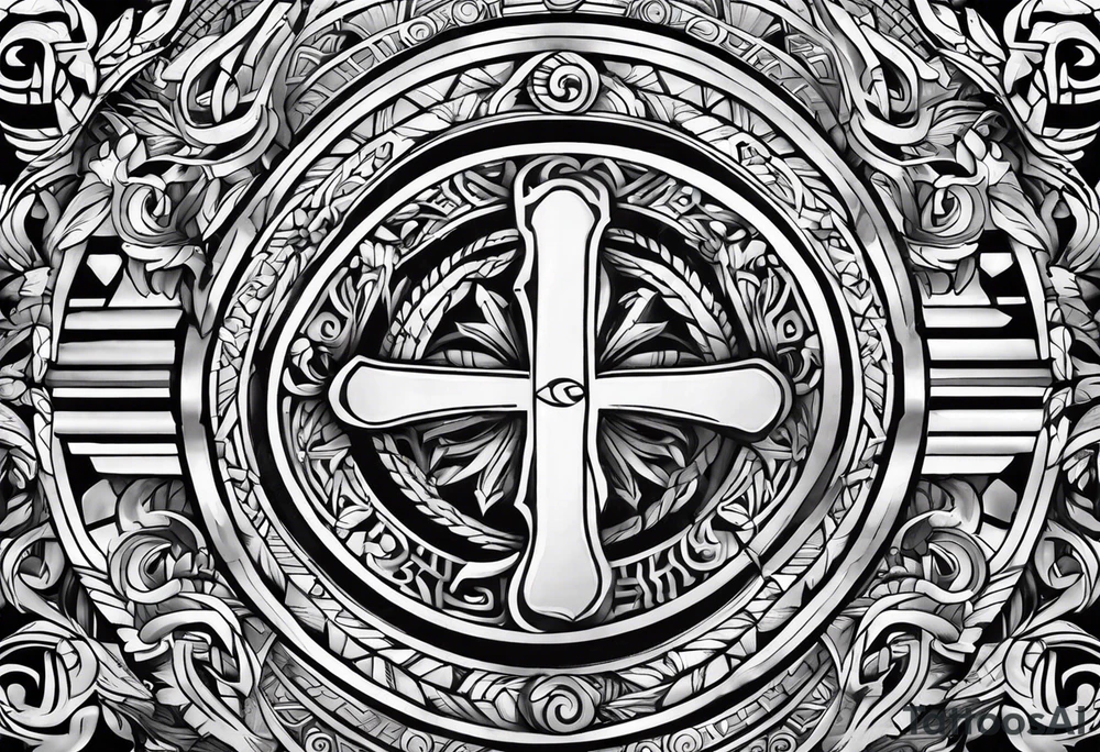 mayan rune sleeve tattoo idea