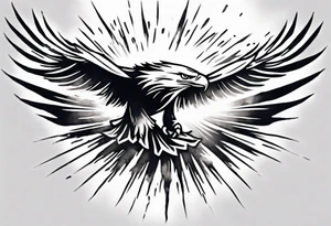 a shoulder tattoo with lots of rays of light in gradient starting from the middle
, clouds and eagles flying free tattoo idea