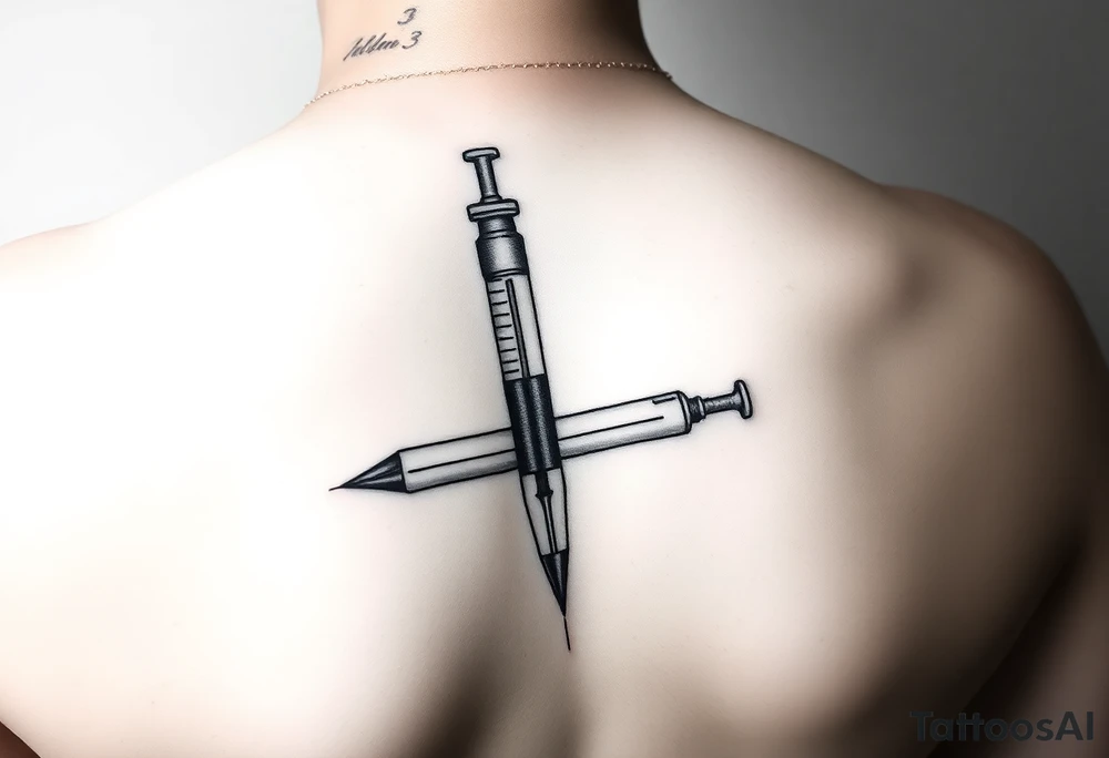 Heroin needle with the body of the needle a number 3 tattoo idea