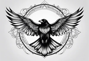symmetrical outlines of a flying crow, without bows tattoo idea