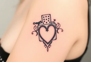 A traditional style tattoo design of a vintage zippo lighter with a traditional mom heart on the front tattoo idea