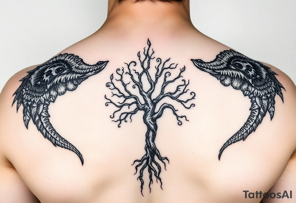 oroboros and tree of life tattoo idea