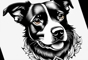 Koolie dog face portrait tattoo idea