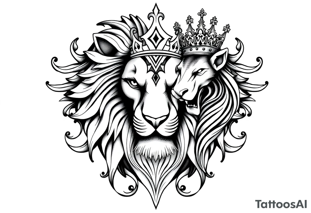 powerful majestic lion vagina, and anus
with a crown tattoo idea