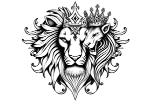 powerful majestic lion vagina, and anus 
with a crown tattoo idea