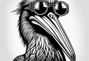 angry pelican wearing goggles tattoo idea