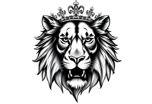 Lioness face with crown tattoo idea