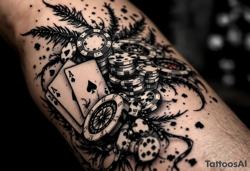 About casino with cards and games in casino tattoo idea