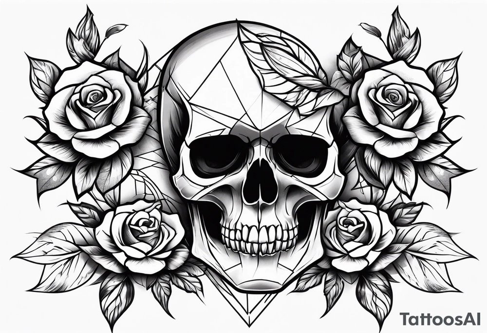 skull and roses tattoo idea