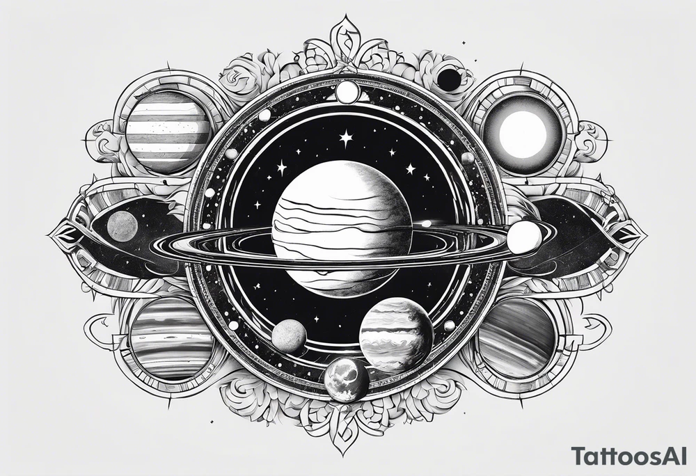 solar system, on spine tattoo idea