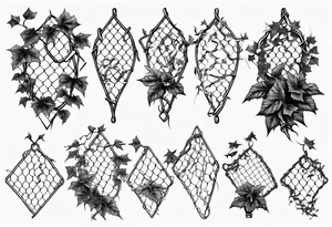 chain link fence with pointy ivy tattoo idea