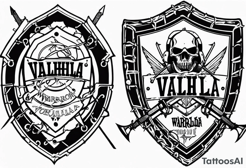 Wounded warrior valhalla shield barb wire tattoo idea