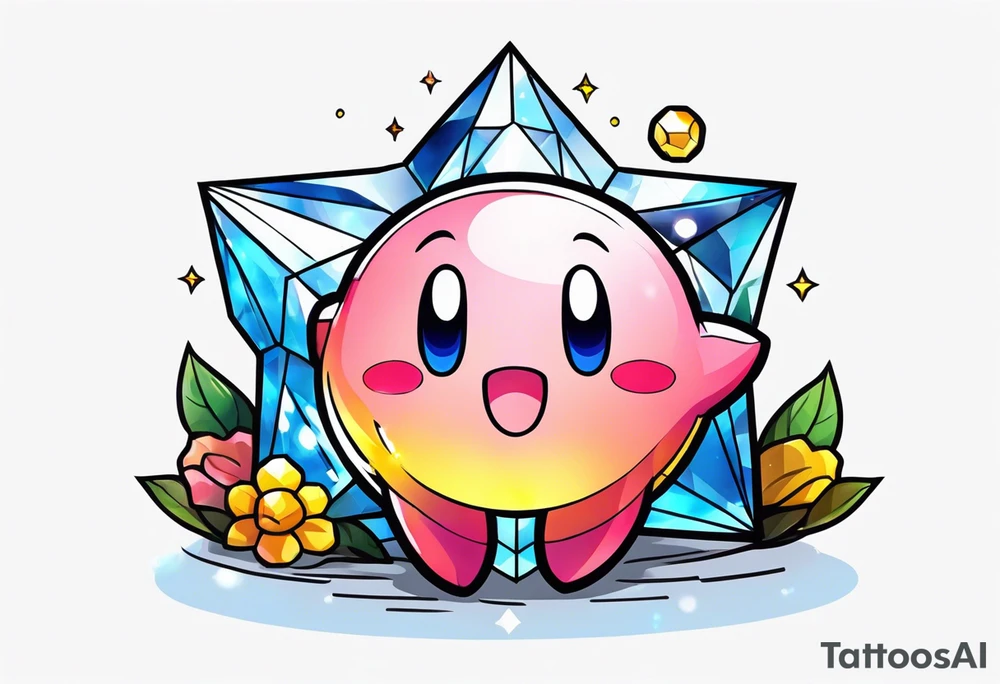 kirby smiling inside a long shining crystal tattoo idea kirby smiling inside a long shining crystal tattoo idea