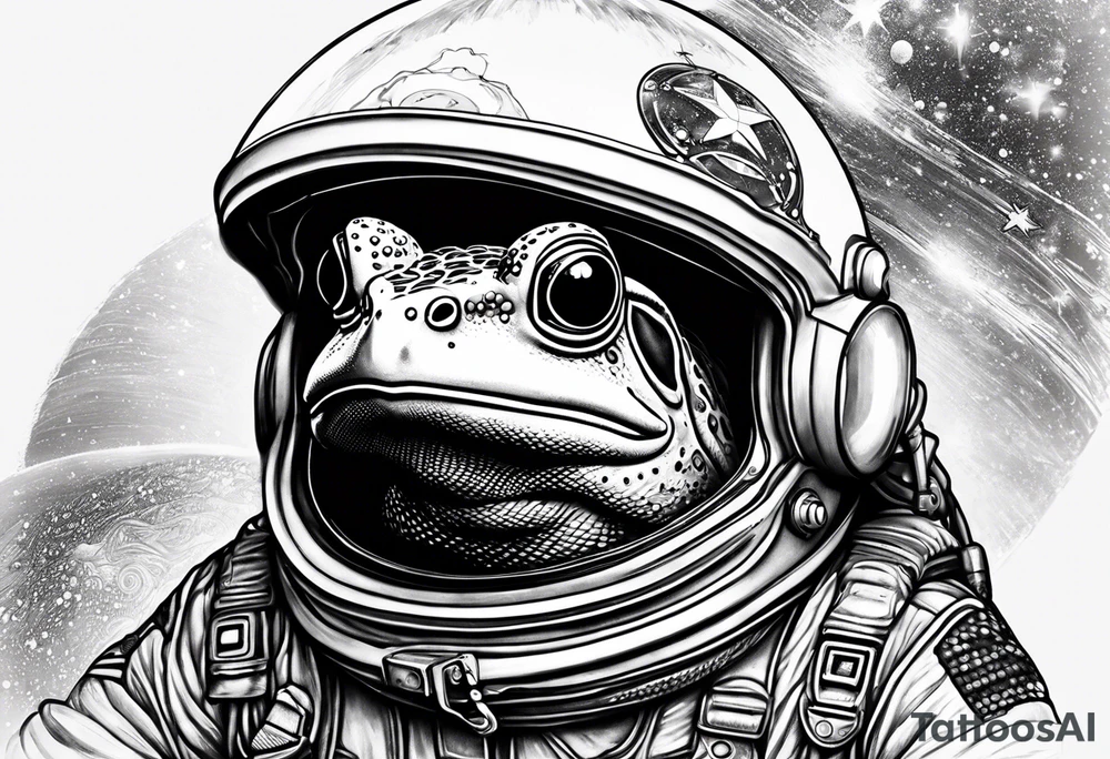 Toad with astronaut helmet tattoo idea