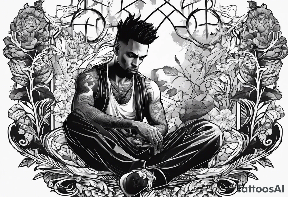 shadowman sitting tattoo idea