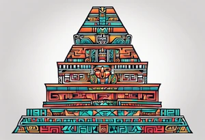 Colorful simple Mayan hieroglyph tattoo idea
