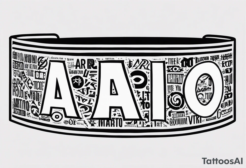 A naruto headband with the letters AR in the middle tattoo idea