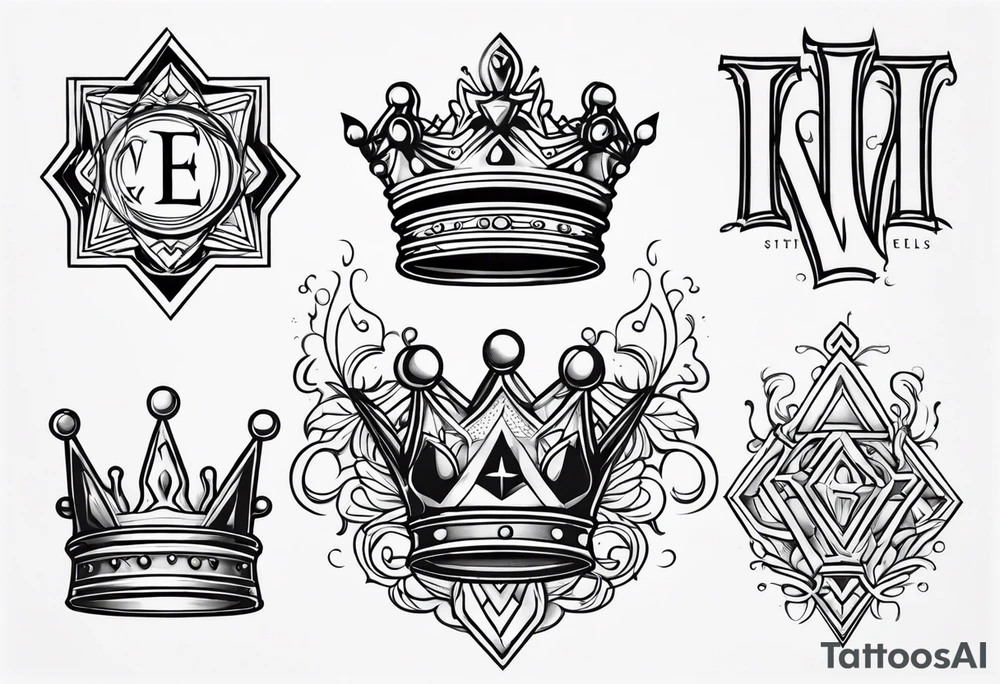 Spell out Wells with a crown tattoo idea