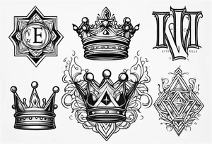 Spell out Wells with a crown tattoo idea