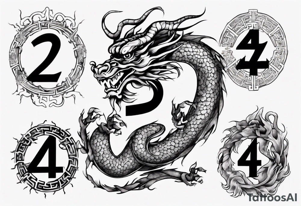 Number 24 with a Chinese dragon around it tattoo idea