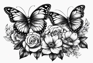 Life to death sleeve with butterflies and flowers tattoo idea