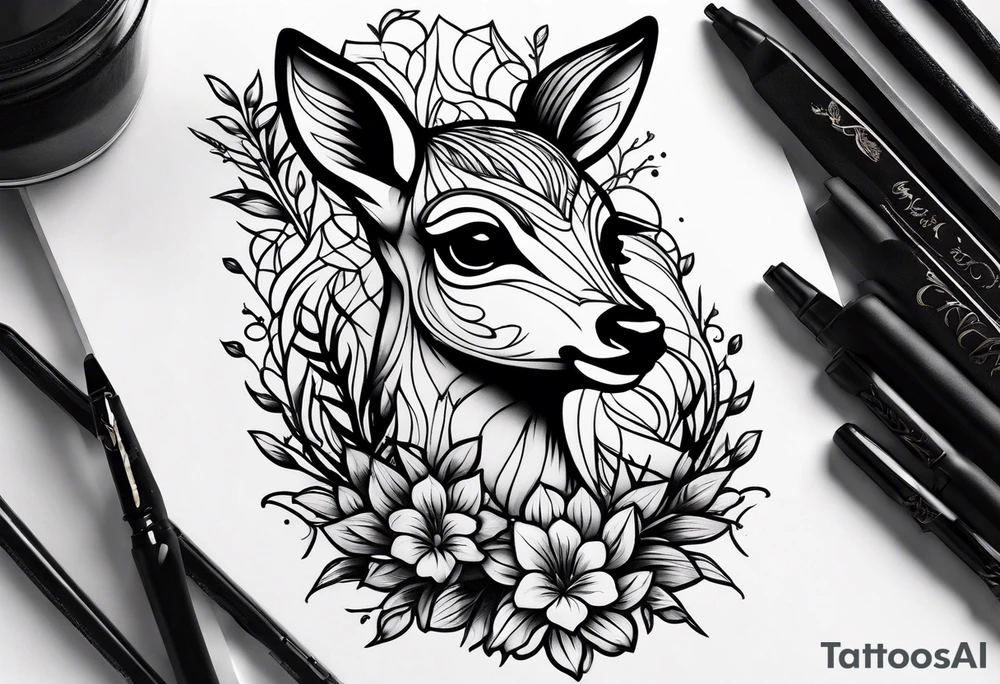 dark themed crying bambi fawn tattoo idea